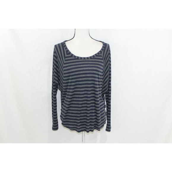 Splendid Womens Blue Grey Striped Long Sleeve Round Neck Dolman Sleeve Top S - Picture 1 of 5